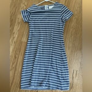 Sail to Sable Navy and White Striped Knit Dress